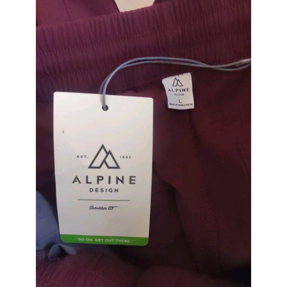 Alpine Women Deep Bordeaux Plum Trail Pockets Drawstring Jogger‎ Pants Size L - Picture 5 of 6